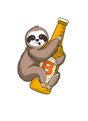 Sloth with beer bottle