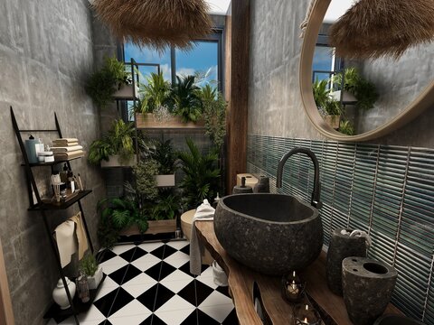ba&ntilde;o de estilo etnico balines 