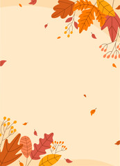 Flat autumn themed portrait vector illustration
