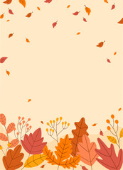 Flat autumn themed portrait vector illustration
