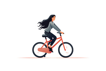 Fototapeta na wymiar woman in business suit riding bycicle vector isolated illustration