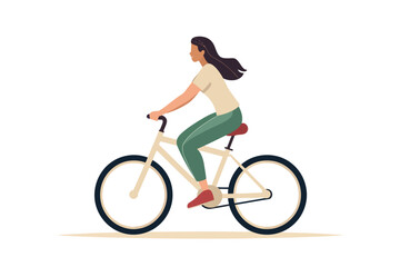 woman riding bycicle vector flat minimalistic isolated illustration