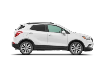 White SUV car isolated. Transparent PNG image.