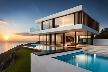 Fototapeta na wymiar modern house with pool