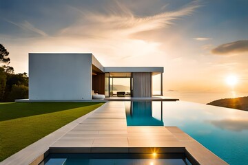 Fototapeta na wymiar modern house with swimming pool