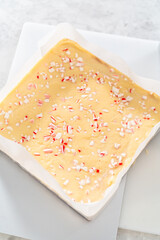 Homemade candy cane fudge