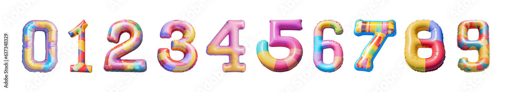 Wall mural colorful air mattress numbers