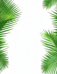 Green palm leaves frame isolated on transparent.,generative AI