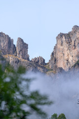 Fototapeta na wymiar Mountain in the northern Spain amidst clouds.