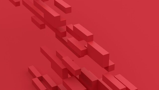 Abstract 3d animation, red geometric background design, 4k seamless looped video