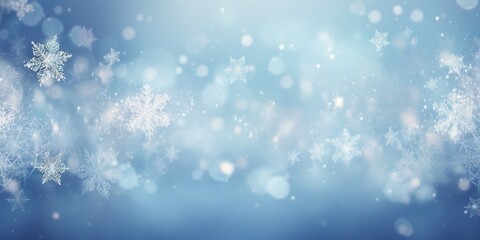 Naklejka premium Winter background for banners and as an element to create winter mood. Snow and ice with blurred lights.