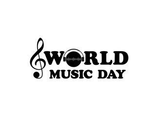 WORLD MUSIC DAY Text Illustration, for Logo Type, Website, Art Illustration, Poster, Banner or Graphic Design Element. Vector Illustration