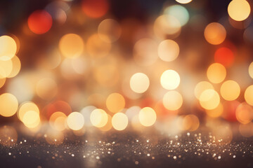 Golden glitter circle lights bokeh background