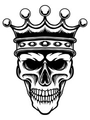 outline skull head ornament vintage decoration design