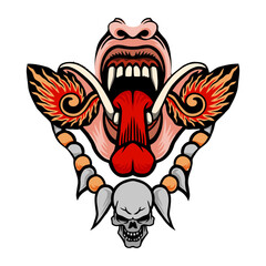 vector skull head ornament design
