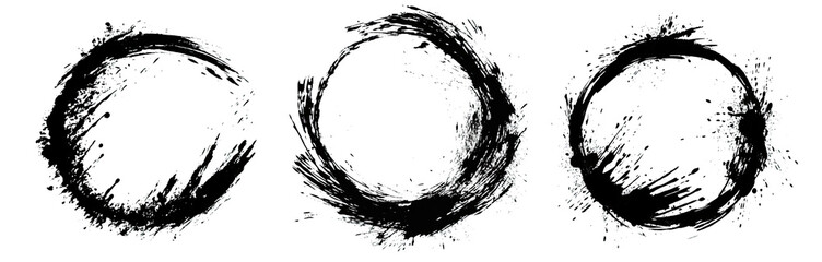 Set of circle brush illustration , Circle brush isolated white transparent background, PNG.