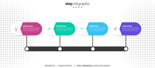 infographic template with 4 steps or options. Vector
