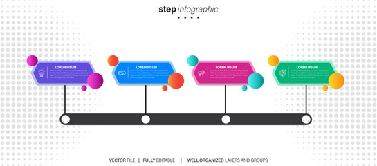 Creative concept for infographic with 4 steps, options, parts or processes. Business data visualization.
