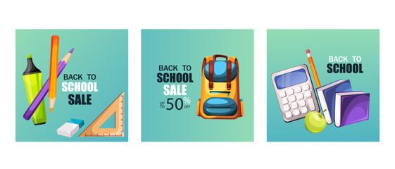 Background of the "Back to School" sale.School sale. Autumn discounts.Web banner.Vector illustration.