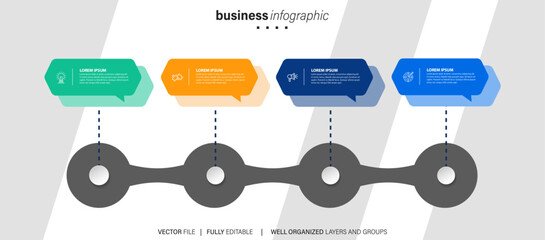 4 steps process modern infographic diagram
