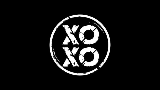 XOXO stamp and hand stamping impact isolated. Love and romantic kiss symbol 3D abstract concept. Alpha matte channel.