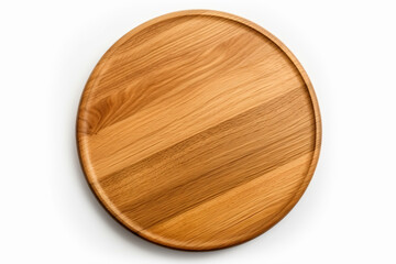 a wooden plate with a white background