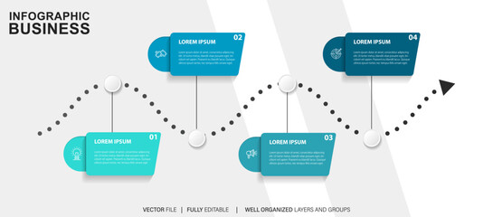 Steps business data visualization timeline process infographic template design with icons
