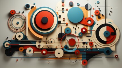 Obraz premium A chaotic swirl of bright circles and electric lines creates a captivating and energetic visual experience