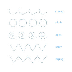 Leaning line worksheet for children curved, spiral, circle, wavy, zigzag stock vector