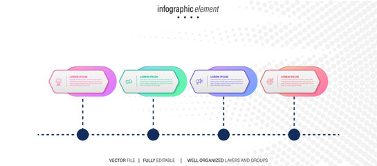 Fototapeta premium Infographic business presentation 4 options to goal. Infographic Arrows. Strategy, Marketing, Report. Vector illustration. 
