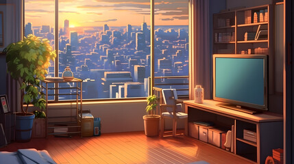 bedroom in anime style Made with Generative AI