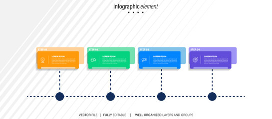Business infographic design template with 4 options, steps or processes. Can be used for workflow layout, diagram, annual report, web design
