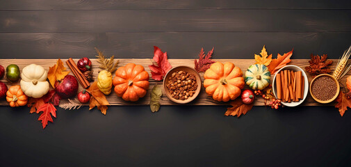 Thanksgiving background banner, elegantly centered, offering a minimalist style with warm and cozy colors.