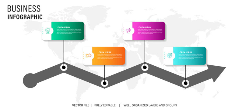 Four steps timeline infographic template vector.
