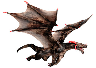 3D Rendering Fairy Tale Dragon on White