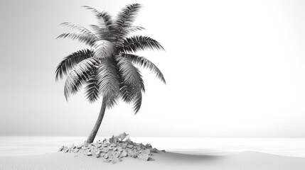 Fototapeta na wymiar 3 d render. abstract background of coconut trees. palm trees and tropical plants Generative AI, AI Generated
