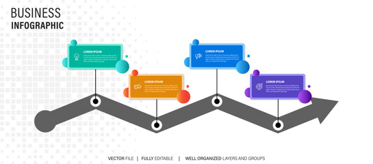 Obraz premium Vector infographic label design concept with circle layout and marketing icons with 4 steps or options. 