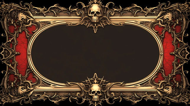 gothic frame with gold skulls
