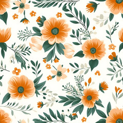 Floral Seamless pattern, in the style of organic and naturalistic compositions. Generative AI