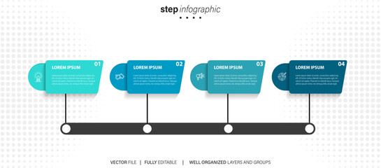 Fototapeta na wymiar Infographics number options template with 4 steps . Can be used for workflow layout, diagram, business options, banner, web design 