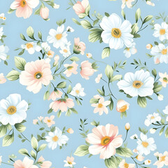 Obraz premium Floral Seamless pattern, in the style of organic and naturalistic compositions. Generative AI