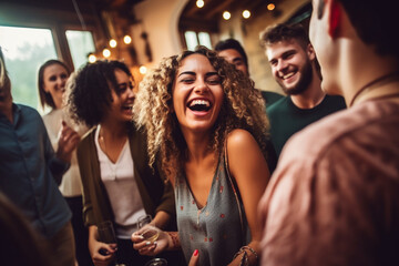 Friends Engaging in a Lively Singing and Dancing Celebration, love and happiness  