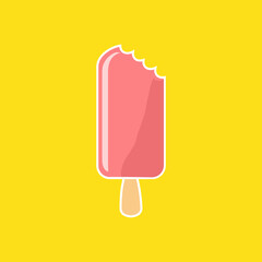 Flat Ice pop popsicle icon with icing cover on yellow background