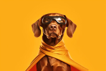 dog with a superhero cape and mask. Generative Ai