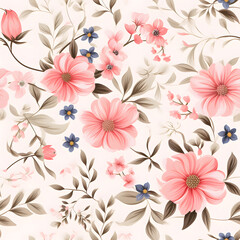 Obraz premium Floral Seamless pattern, in the style of organic and naturalistic compositions. Generative AI