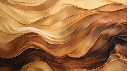 Fotobehang Abstract brown waves background. Caramel, coffee blending gradient wavy texture. Modern AI illustration. Chocolate wave wallpaper. © Oksana Smyshliaeva
