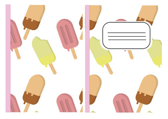 Ice cream seamless pattern notebook. 