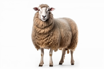 a sheep standing in front of a white background