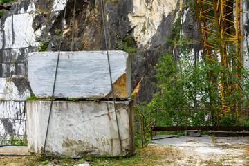 Marble stone blocks in Carrara, Italy