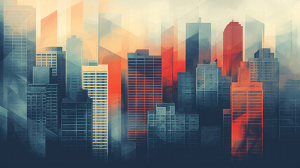 Urban Cityscape in Risography Style